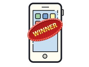 Celphone Illustration with Winner Badge